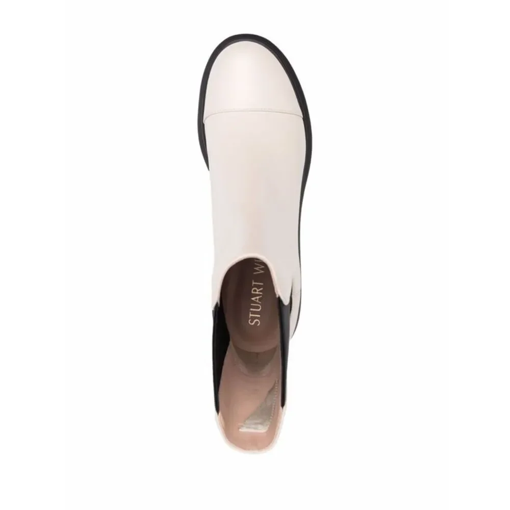 STUART WEITZMAN Womens Beige Norah Round Toe Block Heel Leather Booties 9 C - Picture 4 of 4